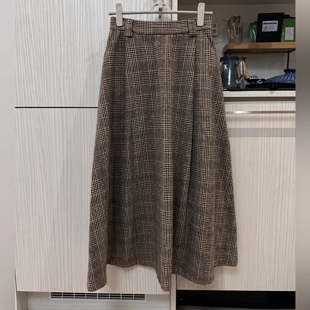 Wool checkered maxi skirt - Picture 1 of 3